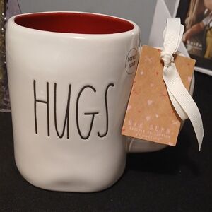 Rae Dunn Hugs Kisses Double-Sided Mug - Cream and Red Interior NWT